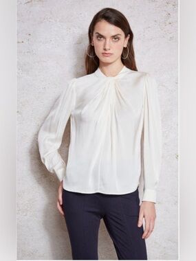 Elie Tahari Silk Twist Neck Blouse, L